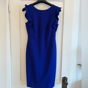 Calvin Klein fitted cocktail dress with cap sleeve - royal blue size 2